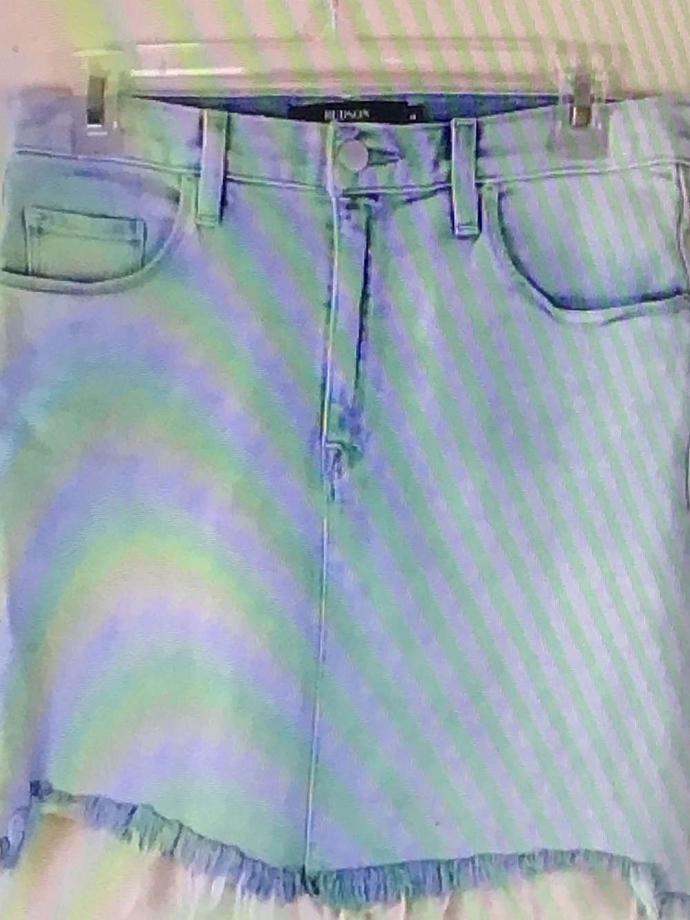 Light Wash Denim Mini Skirt with Frayed Hem